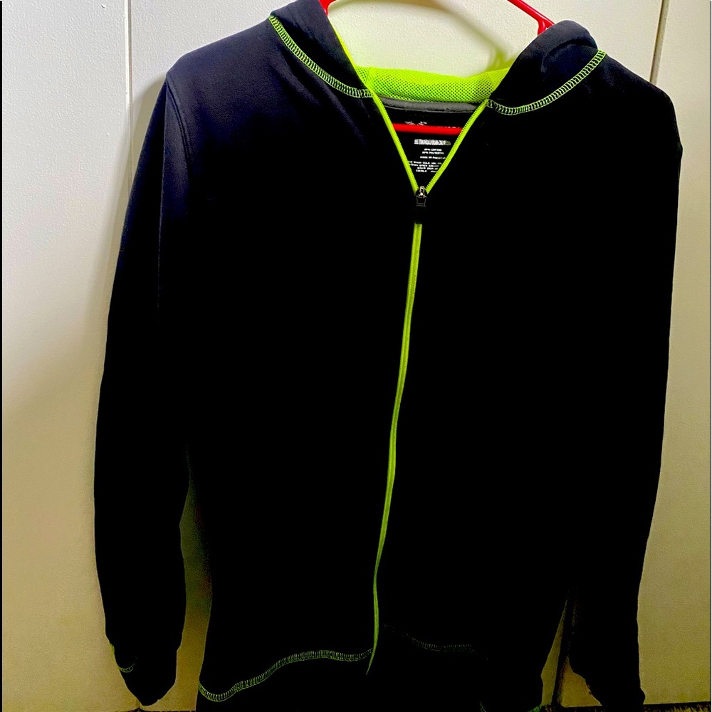 Xersion Black and Neon Green Zip Up Hoodie!
